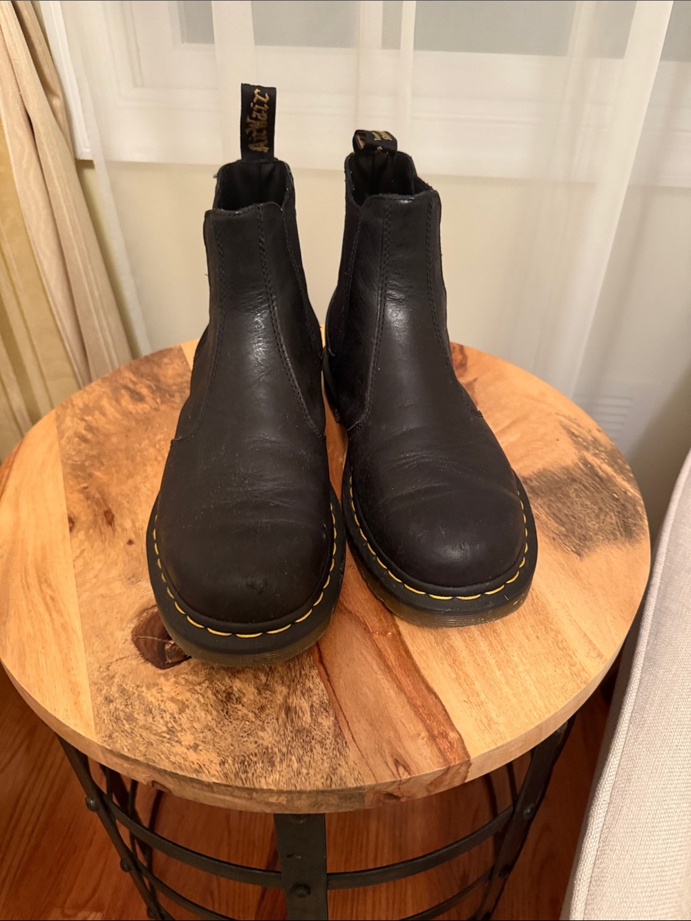 Black Chelsea Boots with Yellow Stitching